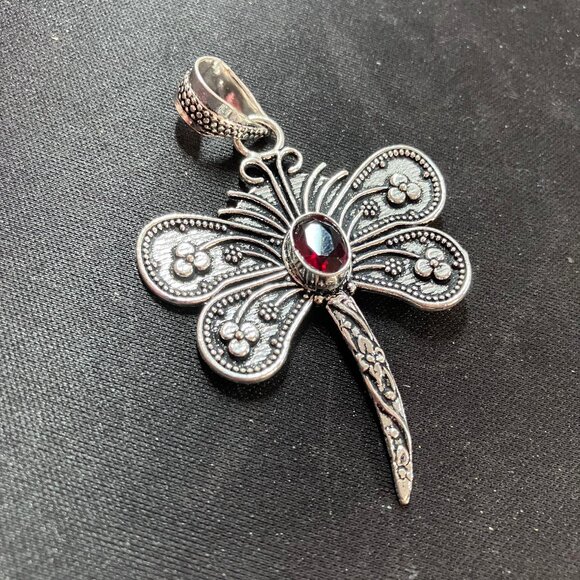 Garnet Dragonfly Pendant - Picture 3 of 6